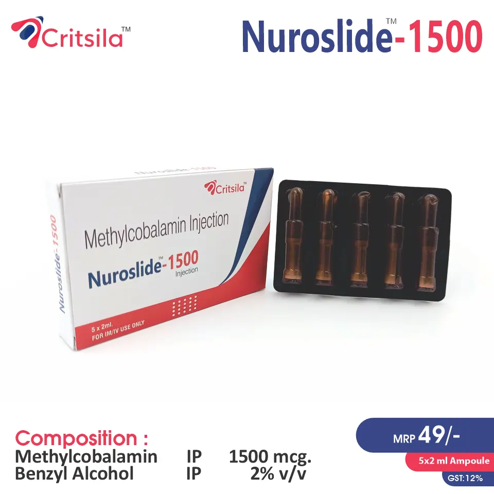 Methylcobalamin 1500mcg Injection in Dispo Pack at the best price in PCD Pharma Franchise for neurological and nerve health.